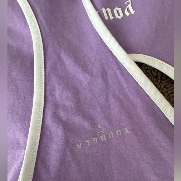 Youngla Purple Tank Top Curved Hem Golden Era workout lilac lavender - Picture 3 of 7